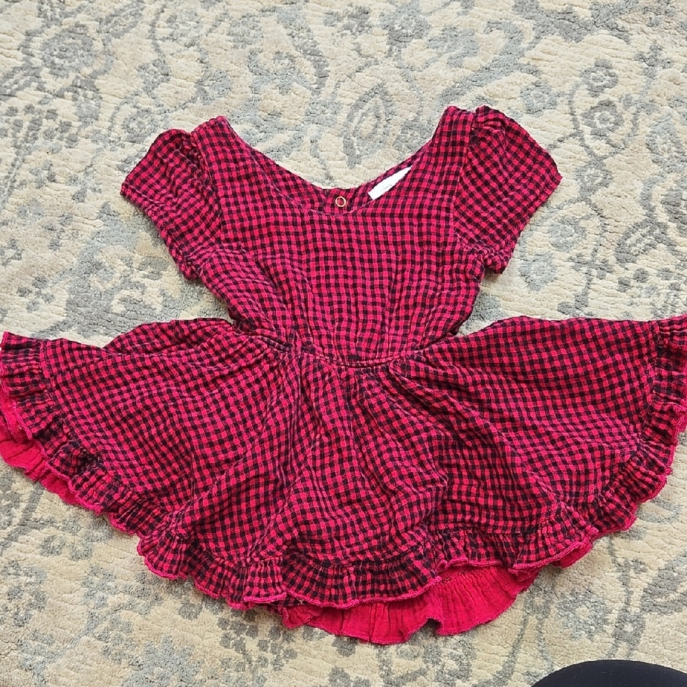 LITTLE MINIS Pink and Black Plaid Dress
